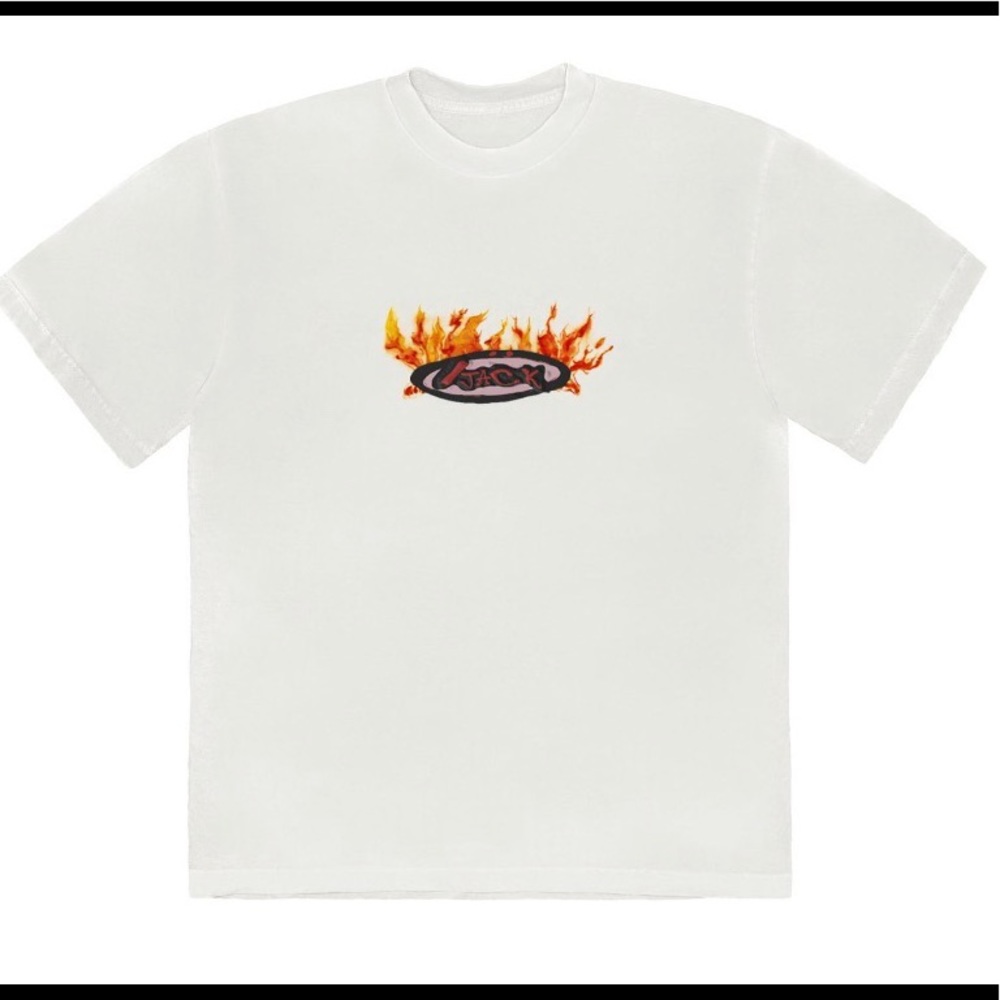 Travis Scott flame tshirt in cream